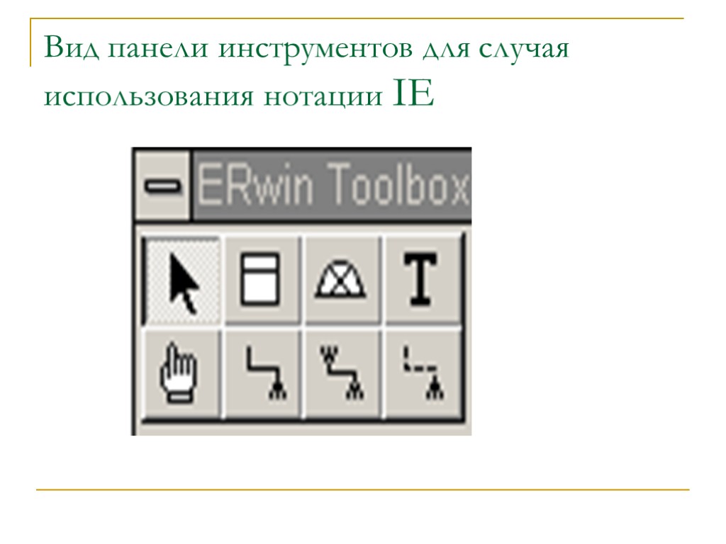 Вид панели инструментов для случая использования нотации IE